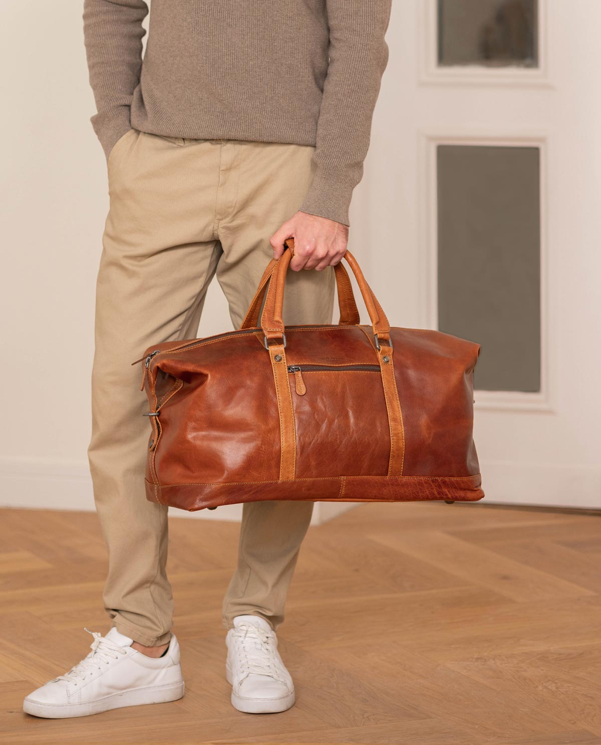 Sac de voyage vintage en cuir véritable pour homme, sac de week-end, sac à main pour la nuit, 3 jours, voyage d'affaires, 60cm 1524 Sac de voyage vintage en cuir véritable pour homme, sac de week-end, sac à main pour la nuit, 3 jours, voyage d'affaires, 60cm 1524